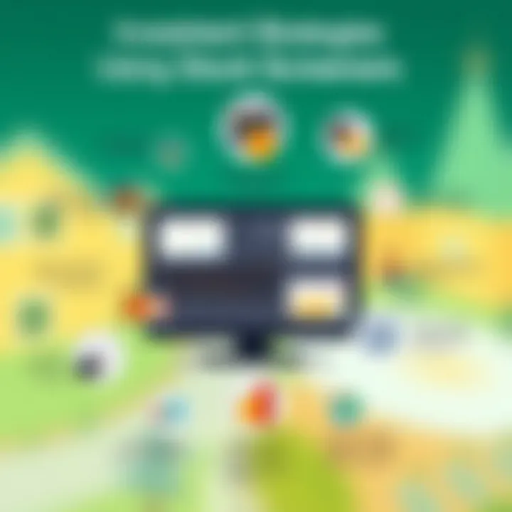 A graphic depicting diverse investment strategies implemented with stock screeners