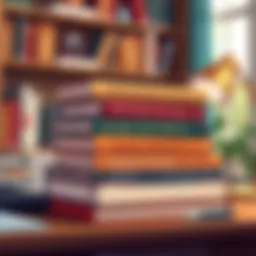 A stack of influential finance books on a desk