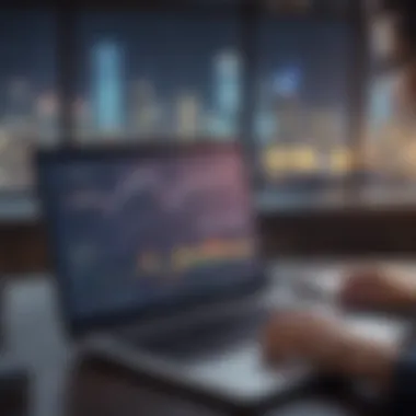 Person analyzing market trends on a laptop