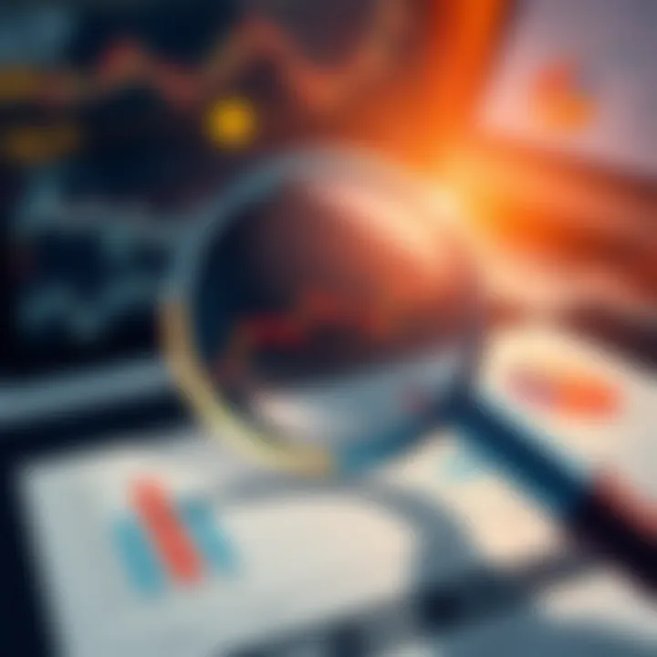 A magnifying glass focused on financial reports