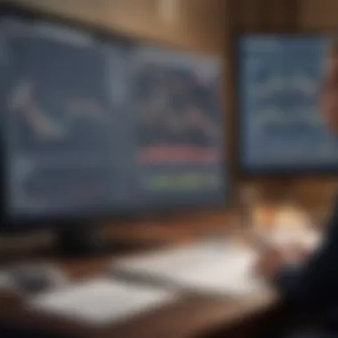 Market Analysis for Currency Traders Illustration of a trader analyzing market data