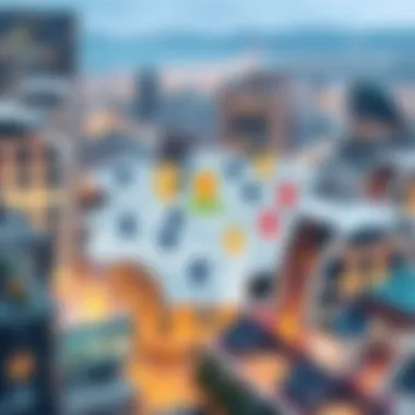 A digital map highlighting rental locations