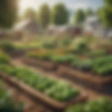 A close-up of a thriving community garden, symbolizing local food systems and ecological balance.