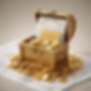 A conceptual image of a treasure chest filled with gold coins and investment documents