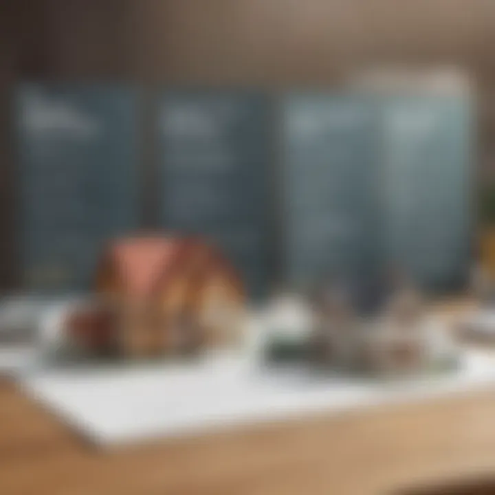 An overview of various mortgage products on a desk