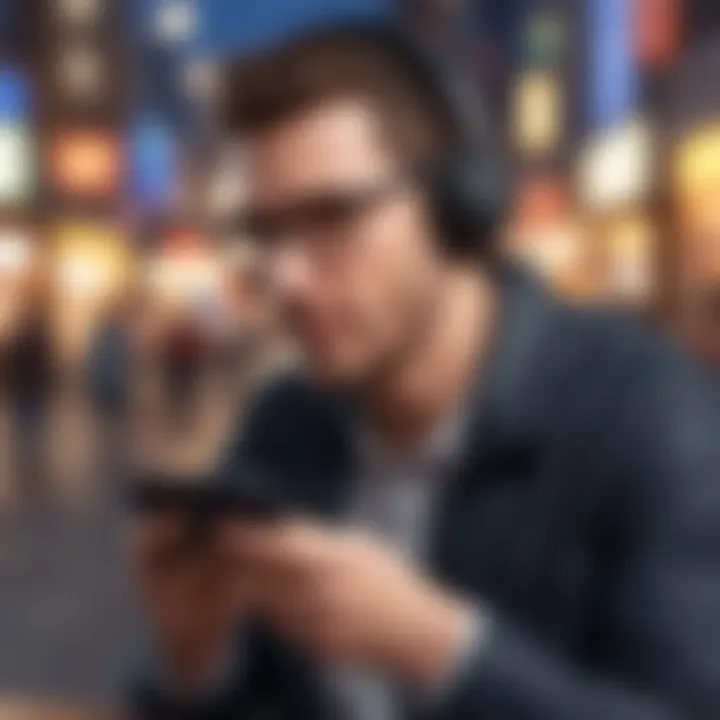 Person listening to a podcast on a smartphone