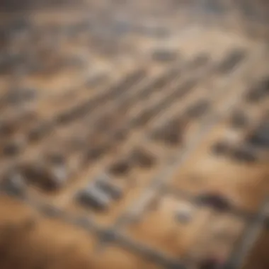 Aerial view of an oil fracking site showcasing drilling rigs and pipelines in a sprawling landscape.