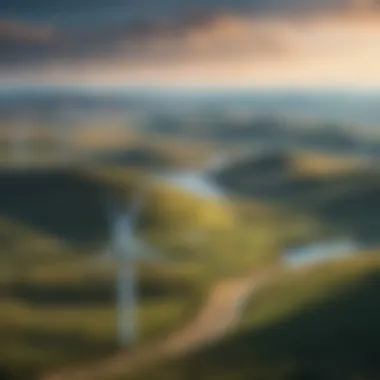 The Future of Wind Energy Innovative wind turbine design overlooking expansive landscapes