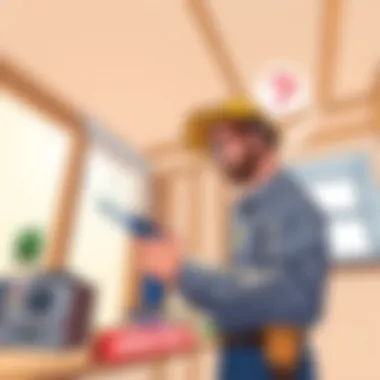 An inspector examining the interior structure of a home