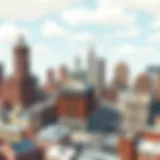 Historic financial district showcasing key locations related to Merrill Lynch