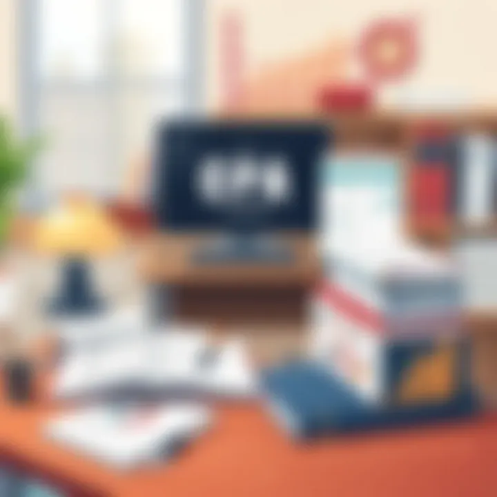 A well-organized desk with CPA textbooks and study resources