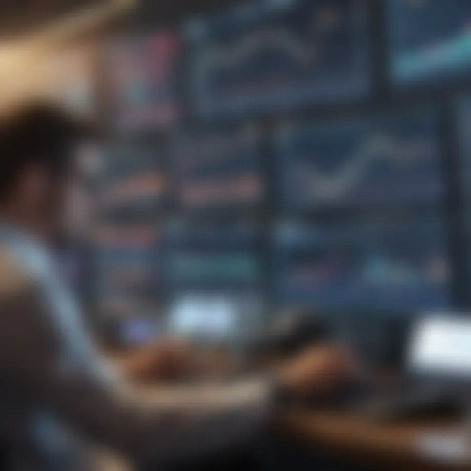 A trader analyzing stock charts on multiple screens