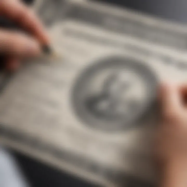 A close-up of a silver certificate being examined for authenticity.