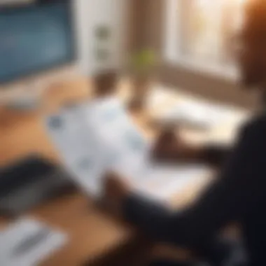 A person reviewing financial documents at a desk